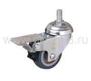 Аппаратное колесо с тормозом Д-50 мм, болт крепления М10, термопластичная резина/полиамид